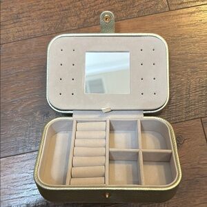 Gold and Cream Jewelry Box with Mirror